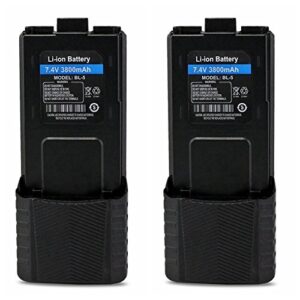 kctin replacement battery for baofeng (7.4v 3800mah bl-5) walkie talkies bf-f8hp uv-5r uv5r plus uv-5rtp uv-5rb bf-f8 bf-f8+ (2 packs)