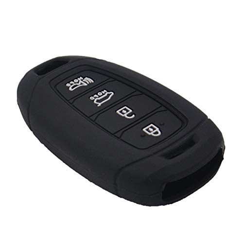 LemSa 2Pcs 4 Buttons Silicone Smart Remote Key Fob Cover Case Protector Holder for Hyundai Kona Santa Fe Azera Grandeur IG 2019 2020, Black