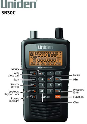 Uniden Bearcat SR30C, 500-Channel Compact Handheld Scanner, Close Call RF Capture, Turbo Search, PC programable, NASCAR, Racing, Aviation, Marine, Railroad, and Non-Digital Police, Fire, Public Safety