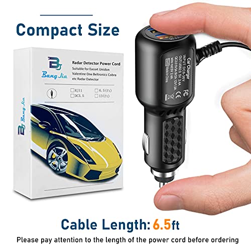 Radar Detector Power Cord,for Uniden Escort Valentine Beltronics Passport Cobra etc Radar Detector,with Dual USB QC3.0 Quick Charger（RJ11