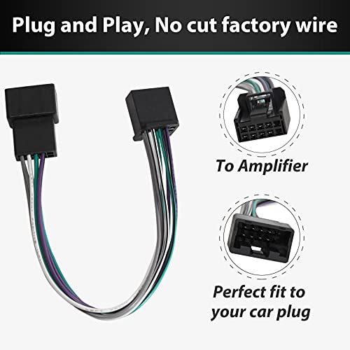 RED WOLF Add AMP Amplifier Subwoofer Speaker Wiring T-Harness Radio Stereo Plug Connector Compatible with Toyota 2018-2022 Camry RAV4 Tacoma Corolla Non-JBL System