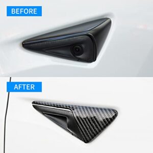 CHQLPBF for 2021 Model 3 Y Accessories 2 Pcs Side Camera Trim Turn Signal Cover Side Markers Turn Signal Camera Cover (Glossy Carbon Fiber)