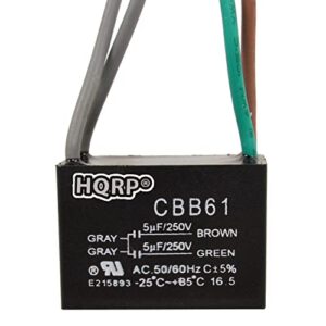 hqrp ceiling fan capacitor cbb61 5uf+5uf 4-wire