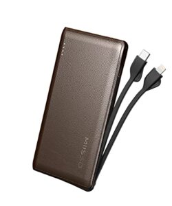 portable charger built in cable 10000mah power bank slim external phone charger lightweight battery backup charger cell phone battery pack fast portable power pack compatible with iphone, android