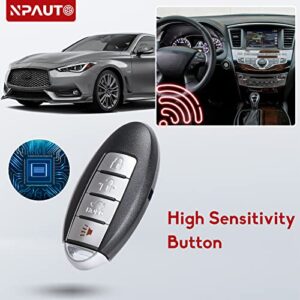 NPAUTO Key Fob Replacement Fits for Nissan Altima 2007-2012, Maxima Murano 09-14, Infiniti G25 G35 G37 FX35 Q60 & More Keyless Entry Remote Control Smart Proximity Car Key Fobs KR55WK48903 KR55WK49622