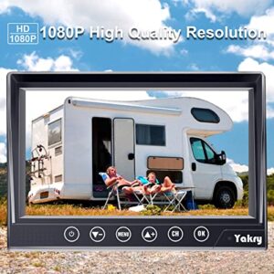 Yakry RV Backup Camera Wireless HD 1080P 7 Inch DVR Touch Key 4 Channels Monitor Car/Truck Trailer Motorhome 5th Wheel 2 Rear View System Infrared Night Vision Waterproof Adapter for Pre-Wired Y33