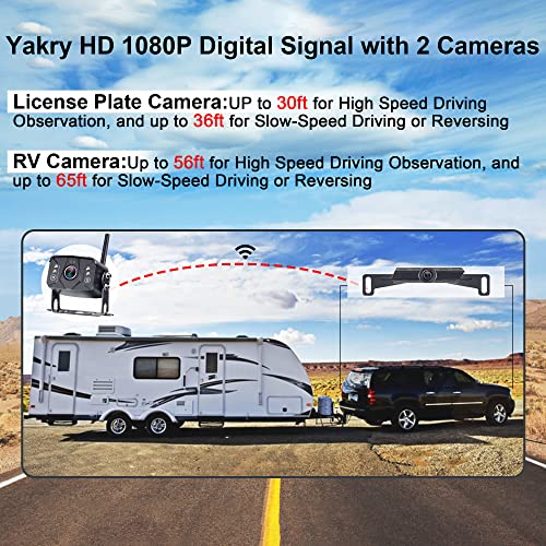 Yakry RV Backup Camera Wireless HD 1080P 7 Inch DVR Touch Key 4 Channels Monitor Car/Truck Trailer Motorhome 5th Wheel 2 Rear View System Infrared Night Vision Waterproof Adapter for Pre-Wired Y33