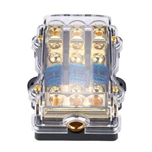 fused power distribution block, 1 in 3 way distribution block anl fuse holder,max 24v 60a zinc alloy plastic case fuse box for car stereo amplifier