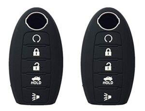kawihen 2pcs silicone smart remote key fob cover compatible with for nissan 5 button(black)
