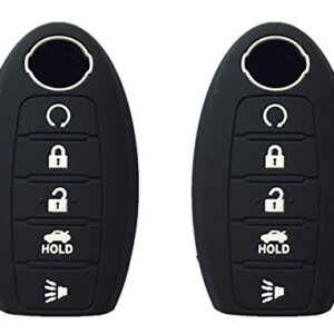 KAWIHEN 2pcs Silicone Smart Remote Key Fob Cover Compatible with for Nissan 5 button(black)