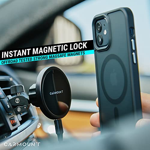 CarMount X1 Wireless Charging Mount 2.0 iPhone 12/13/14 Holder with Vent, Dashboard and Windshield Attachment; Up to 15W Fast Charge, Adjustable Easy Access 360° Rotation