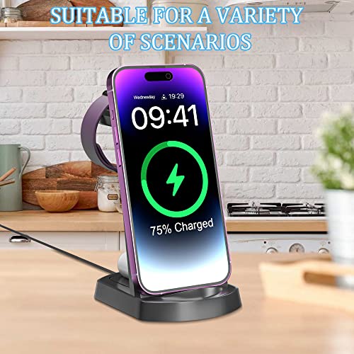 Wireless Charger 3 in 1, 18W Phone Charger Stand, Wireless Charger, Charging Station with Fast Charging Adapter for iPhone/14/13/12/11/Pro/X/Max, AirPods 3/2 Pro, Apple Watch,Samsung, Xiaomi, Huawei