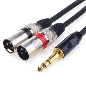 disino 1/4 trs to dual xlr male y-splitter stereo breakout cable 1/4 inch(6.35mm) to 2 xlr patch cable – 5 ft/1.5m