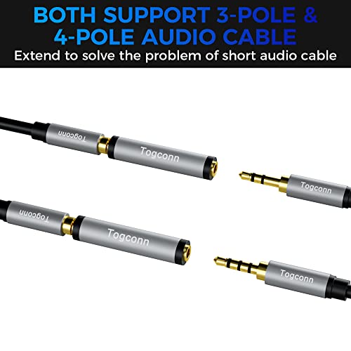 Togconn 3.5mm AUX Female to Female Gold Plated Adapter (2 Pack),1/8" Stereo Jack to 1/8" Stereo Jack,Stereo Audio Aux Cord Connector 3.5mm AUX Extension Adapter for Headphones, Car Stereo and More