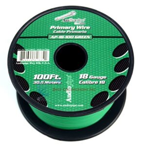 audiopipe best connections copper clad stranded car audio primary remote wire (18 gauge 100′, green)