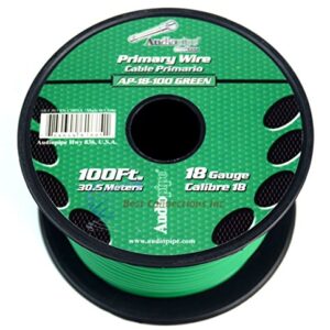 Audiopipe Best Connections Copper Clad Stranded Car Audio Primary Remote Wire (18 Gauge 100', Green)