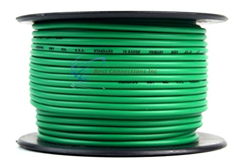 Audiopipe Best Connections Copper Clad Stranded Car Audio Primary Remote Wire (18 Gauge 100', Green)