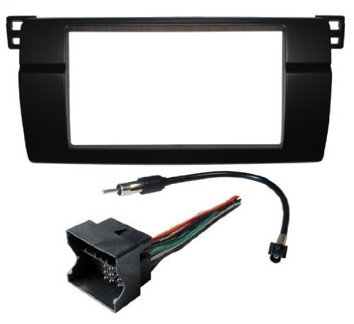 Aftermarket Radio Stereo Installation Complete Double Din Dash Kit Compatible with BMW 3 Series E46 Wiring Harness Antenna Adapter