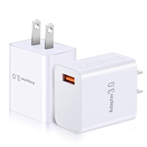 fast charge 3.0 wall charger, okray 2 pack 18w 3.0 adapter fast charging usb wall charger power blocks compatible iphone 13/12/11/xr/xs/ipad, samsung galaxy s20/10/s9/s8, note 10/9, wireless charger