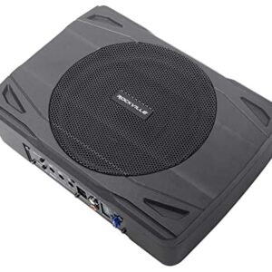 Rockville SS8P 400w 8" Slim Under-Seat Active Powered Car/Truck Subwoofer Sub,Black