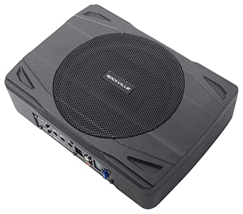 Rockville SS8P 400w 8" Slim Under-Seat Active Powered Car/Truck Subwoofer Sub,Black