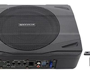 Rockville SS8P 400w 8" Slim Under-Seat Active Powered Car/Truck Subwoofer Sub,Black