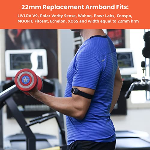 Heart Rate Monitor Replacement Armband: 22mm Soft Strap Adjustable Arm Wristband - Waterproof HRM Armband Strap Compatible with LIVLOV Coospo MOOFIT Polar Wahoo PowrLabs Optical Heart Rate Monitor