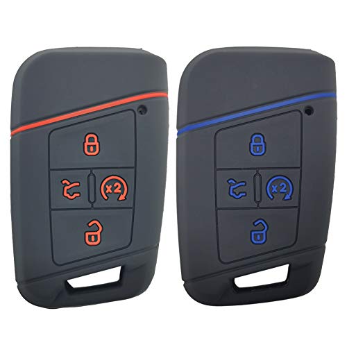 2Pcs Coolbestda Compatible with 2021 2020 2019 VW Volkswagen Tiguan Atlas Jetta Passat Golf Alltrack Push Start 4B Key Fob Case Cover Skin Jacket Pouch Sleeve Glove Protector KR5FS14-US