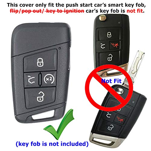 2Pcs Coolbestda Compatible with 2021 2020 2019 VW Volkswagen Tiguan Atlas Jetta Passat Golf Alltrack Push Start 4B Key Fob Case Cover Skin Jacket Pouch Sleeve Glove Protector KR5FS14-US