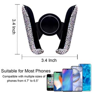 SAMGCHI Bling Car Phone Holder, 360 Degrees Adjustable Rhinestone Car Phone Mount, Universal Car Dashboard Air Vent Car Stand Phone Holder, Car Accessories for Women and Girl