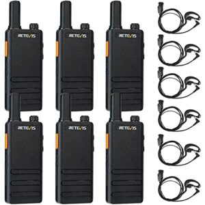 retevis rt22p,new version of rt22,walkie talkies with earpiece and mic,two-way radios rechargeable,lightweight,1620mah,clear sound earhook headset,handsfree walkie-talkie for retail restaurant(6 pack)