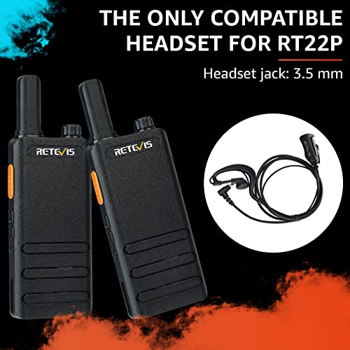 Retevis RT22P,New Version of RT22,Walkie Talkies with Earpiece and Mic,Two-way Radios Rechargeable,Lightweight,1620mAh,Clear Sound Earhook Headset,Handsfree Walkie-Talkie for Retail Restaurant(6 Pack)