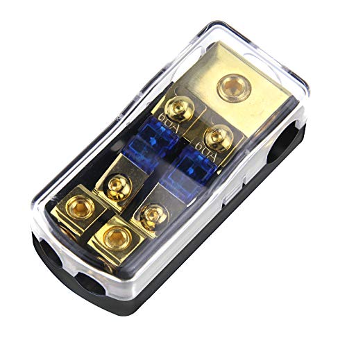 ZOOKOTO Copper Distribution Block, 0GA(4/6/8/10) GA to 4(6/8/10) GA 60 Amp Mini ANL 2 Way Fuse Holder