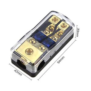 ZOOKOTO Copper Distribution Block, 0GA(4/6/8/10) GA to 4(6/8/10) GA 60 Amp Mini ANL 2 Way Fuse Holder