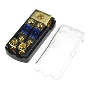 ZOOKOTO Copper Distribution Block, 0GA(4/6/8/10) GA to 4(6/8/10) GA 60 Amp Mini ANL 2 Way Fuse Holder