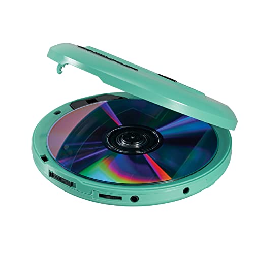 Jensen CD-65 Teal Portable Personal CD Player CD/MP3 Player + Digital AM/FM Radio + with LCD Display Bass Boost 60-Second Anti Skip CD R/RW/Compatible Sport Earbuds Included (Limited Edition Color)