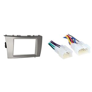 metra 95-8218s double din dash installation kit for select 2007-2011 toyota camry vehicle (silver) & 70-1761 radio wiring harness for toyota 87-up power 4 speaker