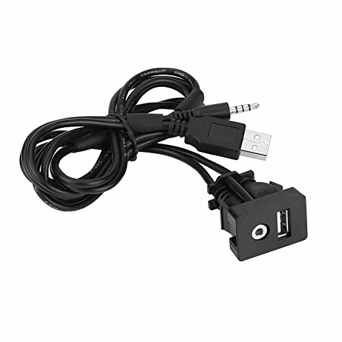 Dilwe AUX Extension Mount, Car USB Panel Flush Mount Jack Extension Cable for Car, Boat and Motorcycle