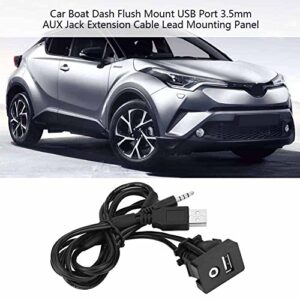 Dilwe AUX Extension Mount, Car USB Panel Flush Mount Jack Extension Cable for Car, Boat and Motorcycle