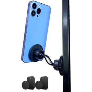 armolabx dual magnetic phone holder for gym, gym phone holder for videos, [720 degree rotating] double sided magnet phone holder attach to any metal surface [4 pack metal plate included]