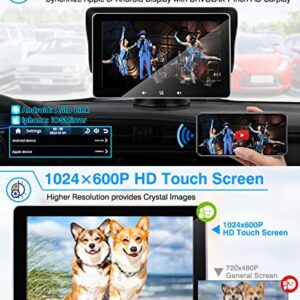 URVOLAX Wireless Portable Car Stereo Carplay Audio Receiver Compatible with Apple Android Auto System,7" HD Touch Screen Car Play with Bluetooth WiFi GPS Navigation FM Radio MirrorLink Voice Control