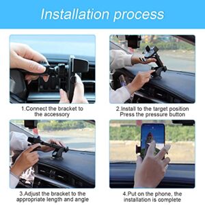 Phone Holder for Car, 360°Rotatable Car Phone Mount for Windshield Dashboard Air Vent, Universal for All Cell Phone and More Devices with Suction Cup and Clip