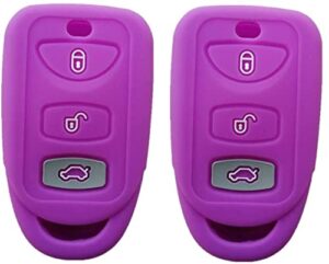 smart key fob covers case protector keyless remote holder for 2006-2019 hyundai elantra genesis sonata kia sorento forte optima.purple
