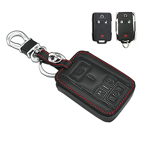 Compatible with fit for M3N-32337100 Chevrolet Colorado Silverado 1500 2500 HD 3500 HD, GMC Canyon Sierra 1500 2500 HD 3500 HD Leather Keyless Entry Remote Control Key Fob Cover Case Protector Shell