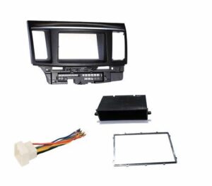 aftermarket radio stereo double din dash installation install kit + wire harness compatible with mitsubishi lancer/lancer evolution (2007-2017)