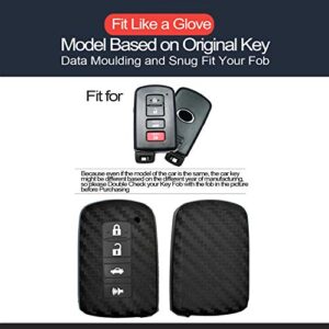 2pcs Compatible with Toyota HYQ14FBA Smart 4 Bts Carbon Fiber Looks Silicone FOB Key Case Cover Protector Keyless Remote Holder for 2012-2019 Toyota Avalon Camry Camry Hybrid, 2014-2019 Toyota Corolla