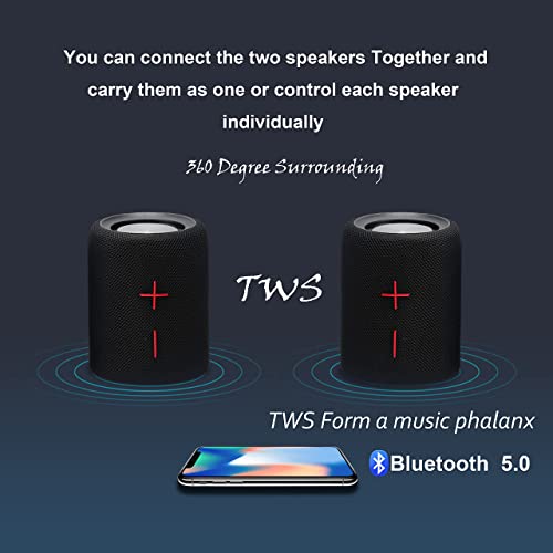 Zlinke 2 in 1 Portable Split Bluetooth Speaker,IPX7 Waterproof Wireless Speaker with 10W Loud Stereo Sound,Deep Bass Subwoofer,Bluetooth 5.0, 10H Playtime,66ft Bluetooth Range,TWS Pairing for Home