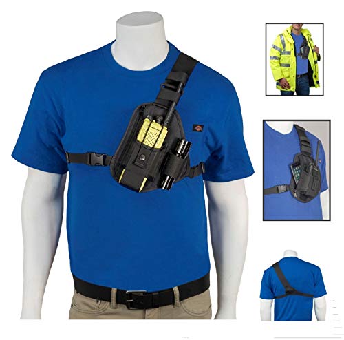 HOLSTERGUY RCH-101U Universal Radio Chest Harness Shoulder Radio Holster Chest Pack Adjustable Single Radio Pouch Two-Way Radio Holster for Motorola Radios and Walkie Talkies RCH-101U Made in USA