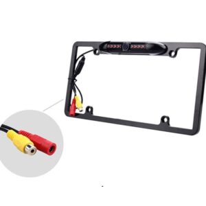 Metal frame US license plate with Camera, Night vision,flexible angle and easy to fix