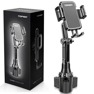 topgo car cup holder phone mount pro ver. [adjustable height & no shaking] cup holder phone holder for car compatible with iphone 14 13 samsung galaxy s22 ultra note 21(black)